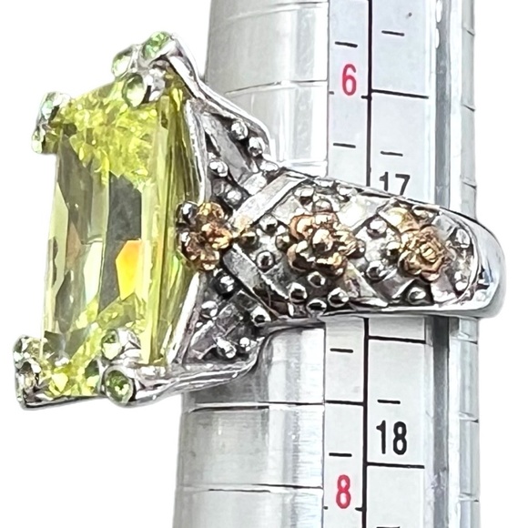 STERLING SILVER LIME GREEN FACETED STONE COCKTAIL RING SIZE 7 - Picture 15 of 16